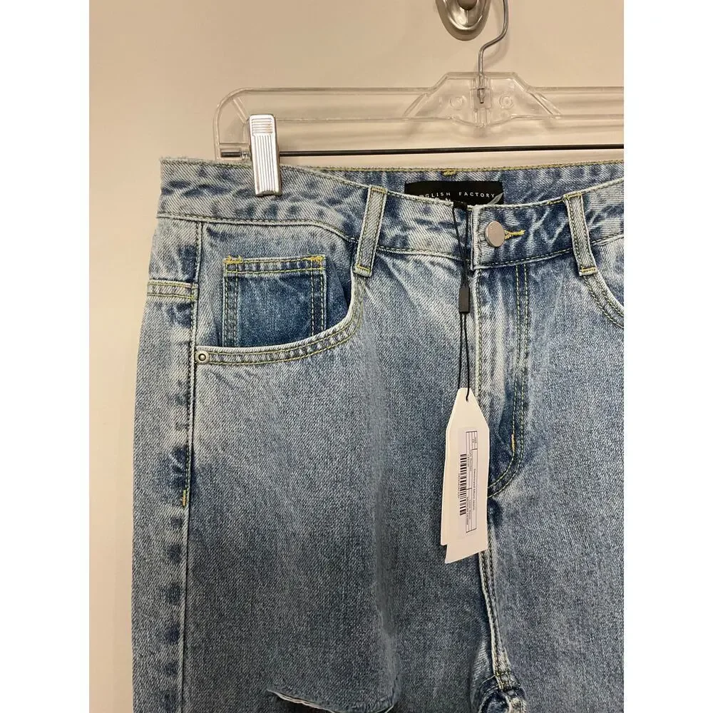 English Factory‎ Destroyed Mom Jeans NWT